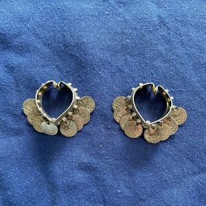 Vintage silver colored coined clip on earrings